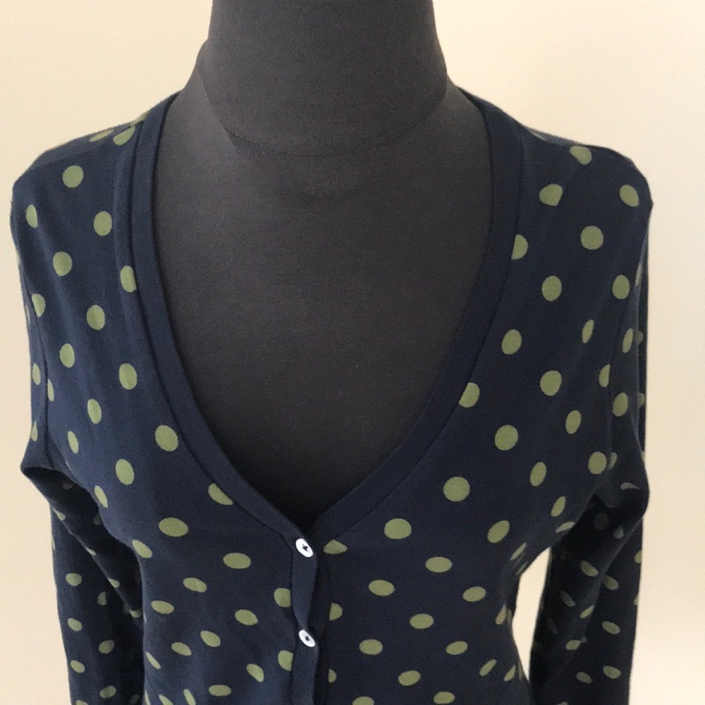 BODEN size 14 Navy cotton polka dots Cardigan - Picture 2 of 6